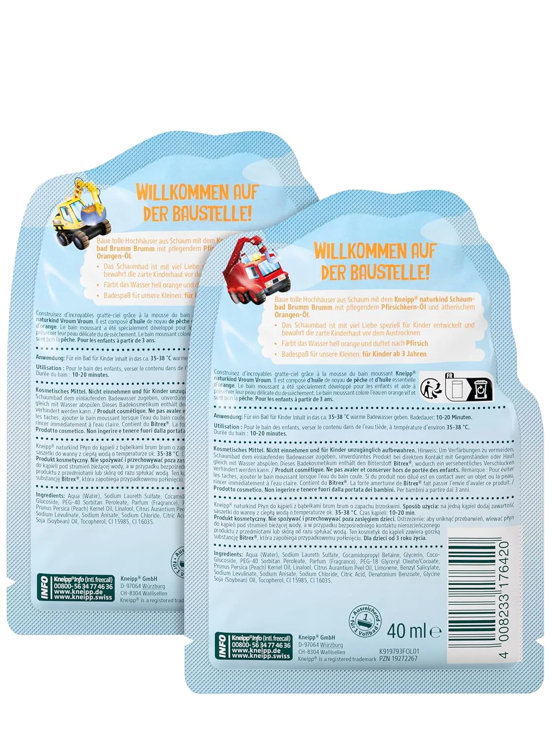Детская пена для ванны Kneipp Naturkind Brumm Brumm с персиком и апельсином, 12 x 40 мл Kneipp, Multicoloured — фото 4