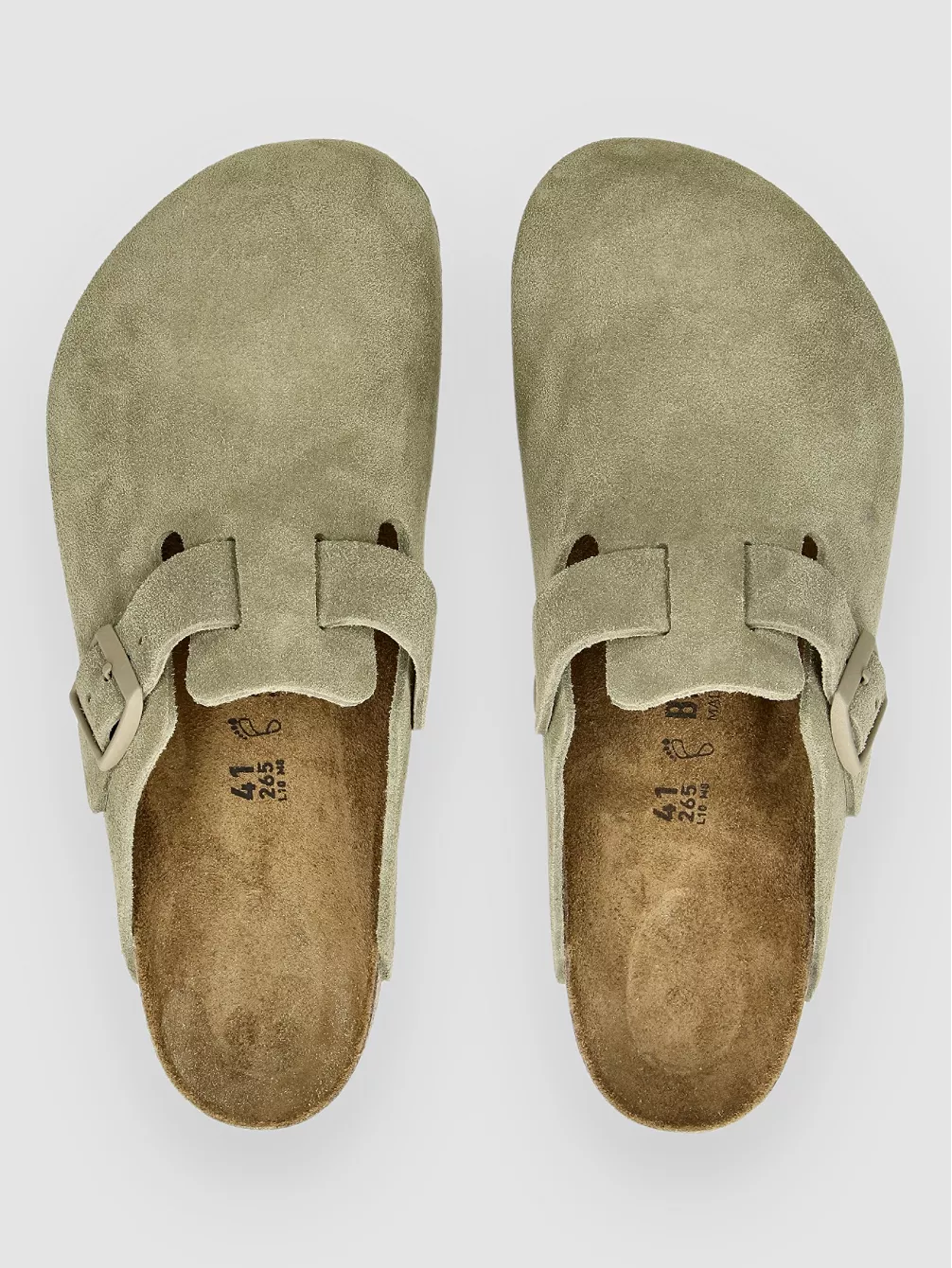 Бостонские замшевые кожаные сандалии Birkenstock, хаки — фото 4