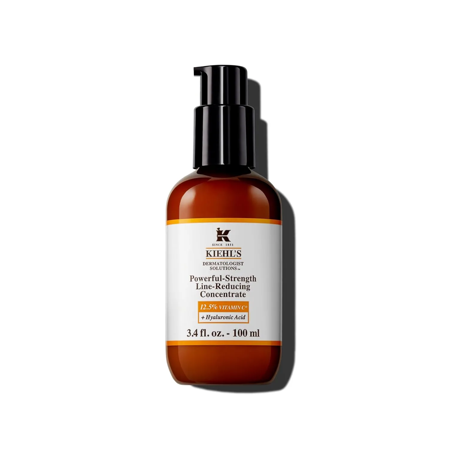 Kiehl's Powerful-Strength 12.5% сыворотка с витамином C, концентрат для лица, разглаживающий морщины, повышает сияние и упругость, увлажняет кожу с гиалуроновой кислотой 100 мл