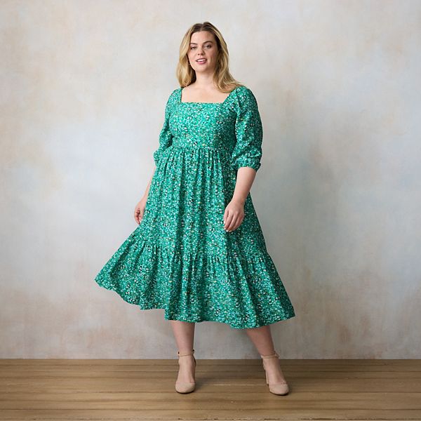 

Платье миди с квадратным вырезом и пышными рукавами Plus size Lc Lauren Conrad, Jade Ditzy Astrid