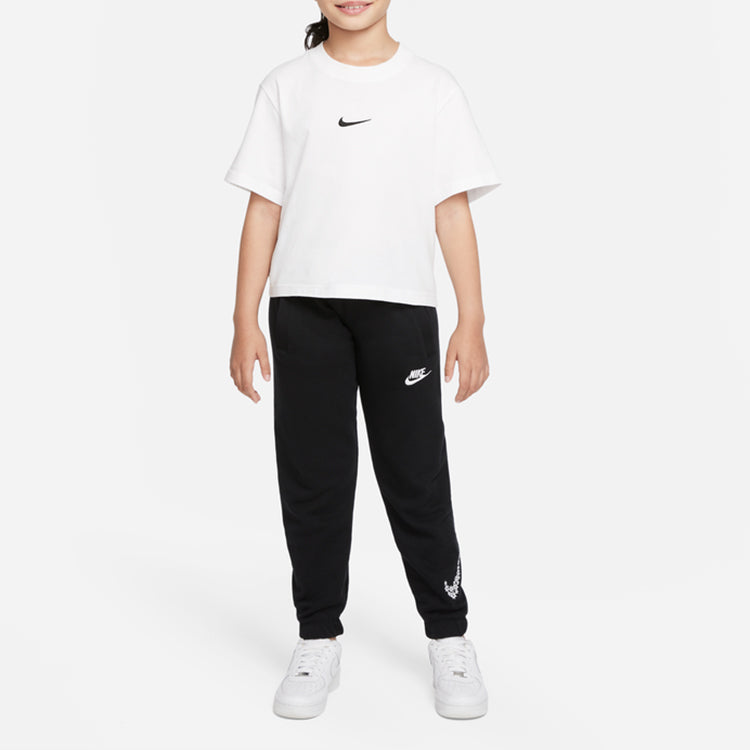 Брюки (GS) Nike French Terry Casual Solid Color Sports Pants/Trousers/Joggers Girls Black — фото 3