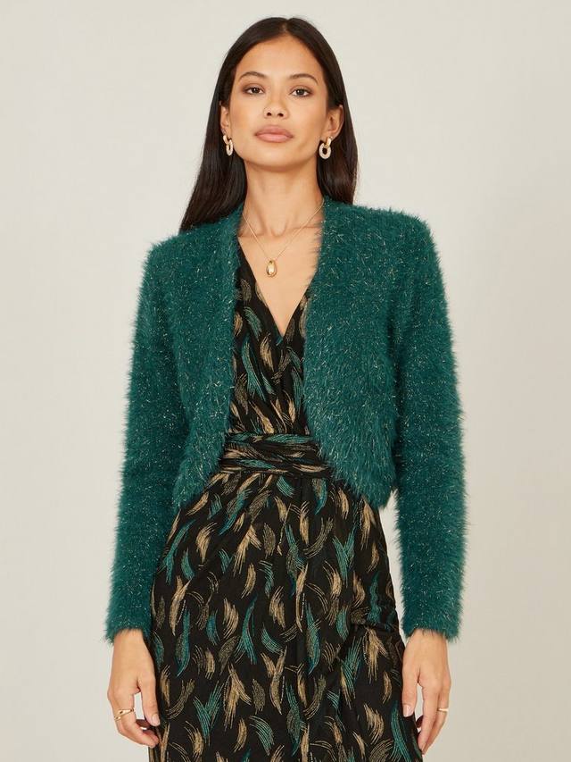 

Металлический болеро с открытым вырезом укороченный кардиган Yumi, Green