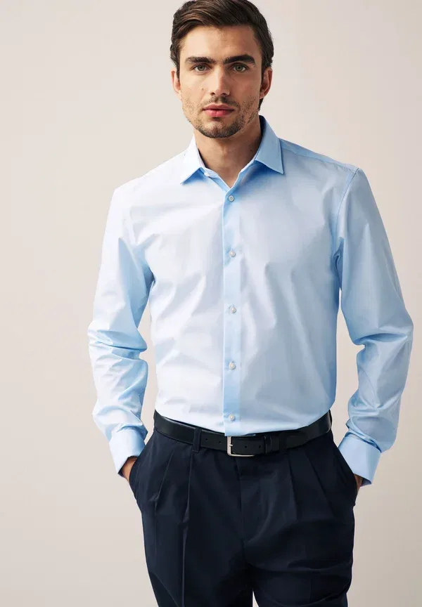 Рубашка формальная Next, Easy care regular fit double cuff, светло-голубая