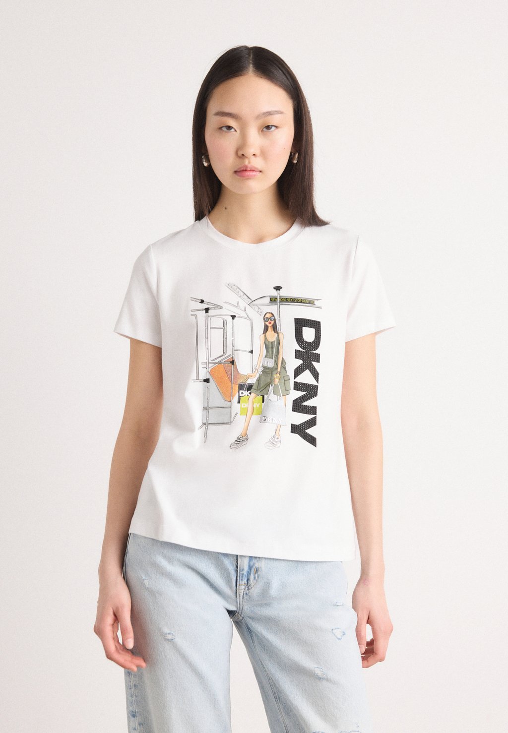 

Футболка с принтом SUBWAY CONVERSATIONAL DKNY, белый