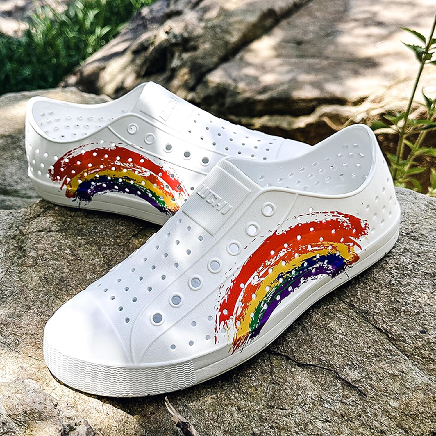 Яркие женские сабо с принтом для сада Fliozy, Rainbow — фото 3
