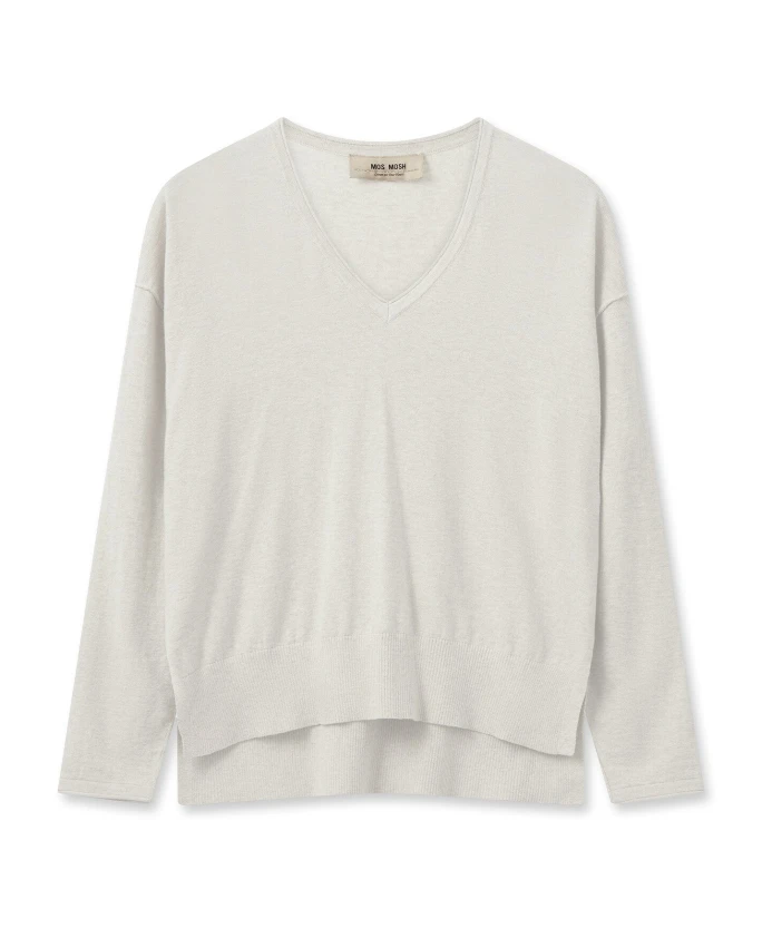 

Мягкий вязаный свитер с V-образным вырезом Mos Mosh, бежевый