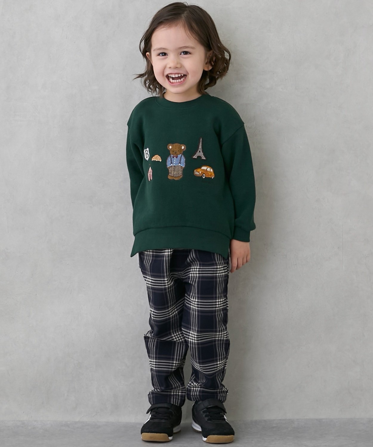 Клетчатые эластичные брюки Petit main, Navy blue — фото 4