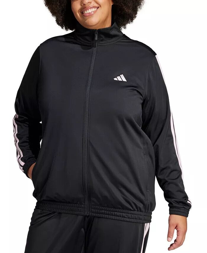 

Плюс Размер Essentials Трикотажная куртка с тремя полосками adidas, черный