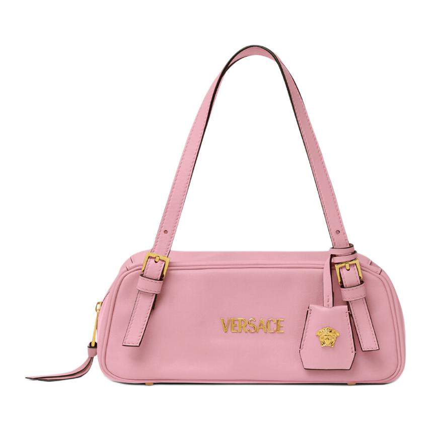 

VERSACE Сумка Tag Lambskin Bowling, женская сумка, сумка через плечо, розовая