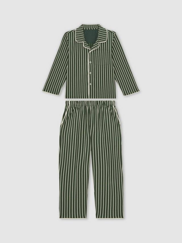 

Детский хлопковый пижамный комплект с длинными рукавами в полоску Reiss, Green/White