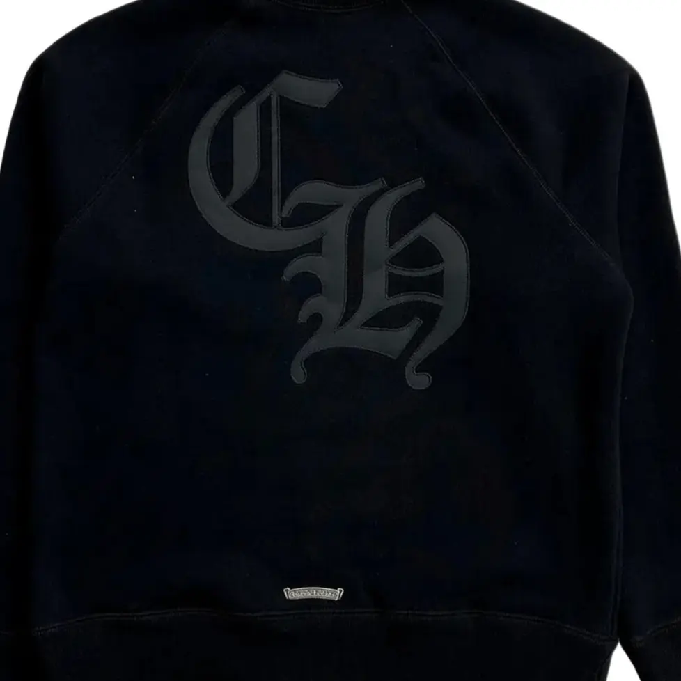 Хлопковый свитшот с круглым вырезом Chrome Hearts, черный — фото 4