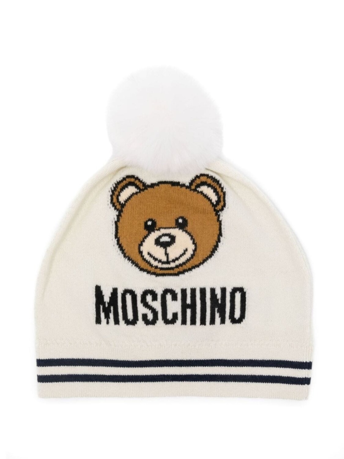 

Moschino Kids шапочка с логотипом-интарсией, нейтральный цвет