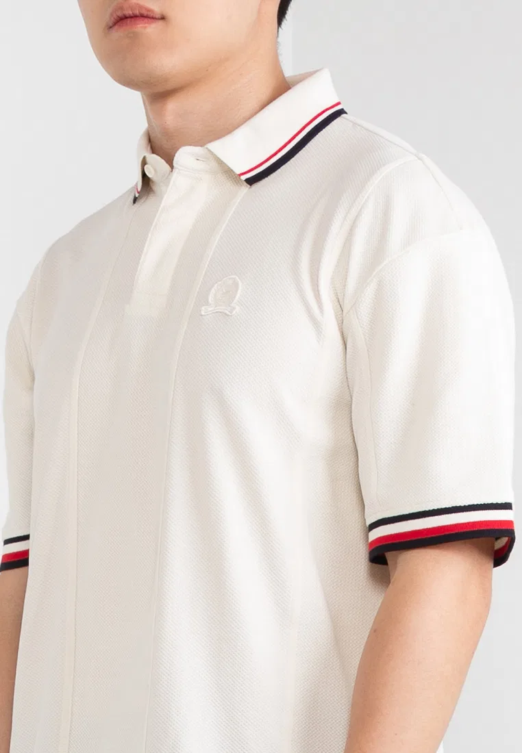 Поло Pique Panelled, THC Tommy Hilfiger, экрю — фото 3