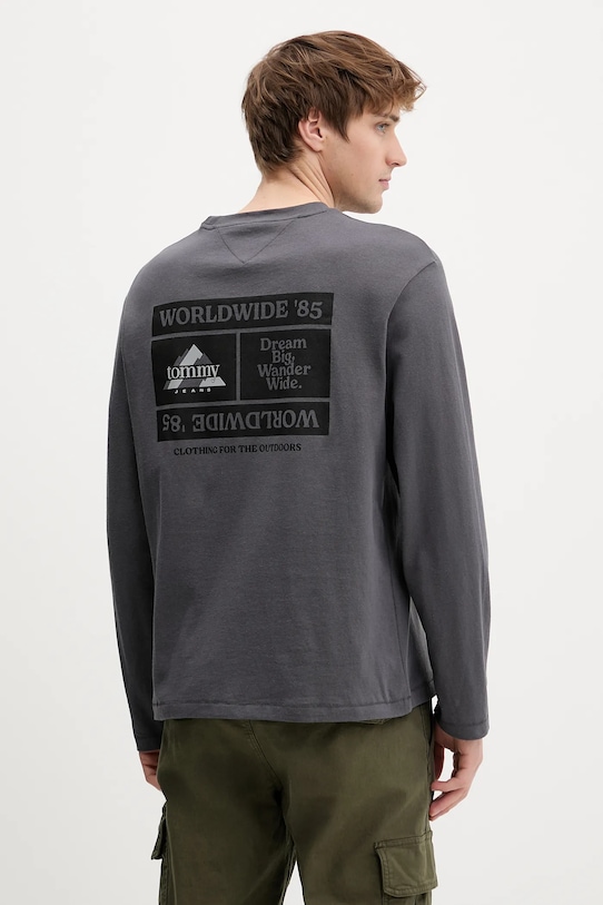 

Хлопковый лонгслив Tommy Jeans, серый