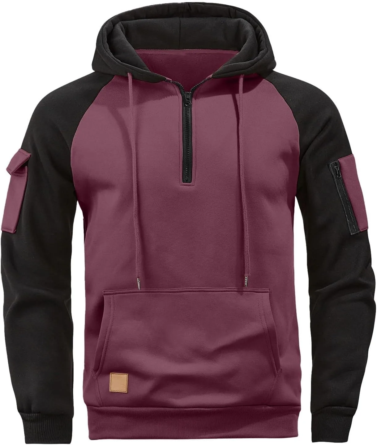 

Мужская флисовая толстовка с четвертью молнии тактическая — военная карго с капюшоном, свободный крой, ветрозащитная