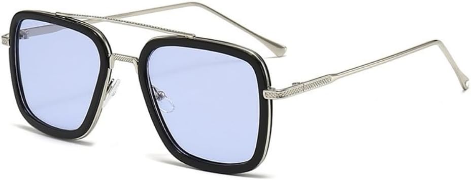 

Винтажные солнцезащитные очки-авиаторы квадратной формы для мужчин и женщин, металлические прямоугольные, винтажные, прозрачные, модные солнцезащитные очки Kelukes, 6-silver Frame