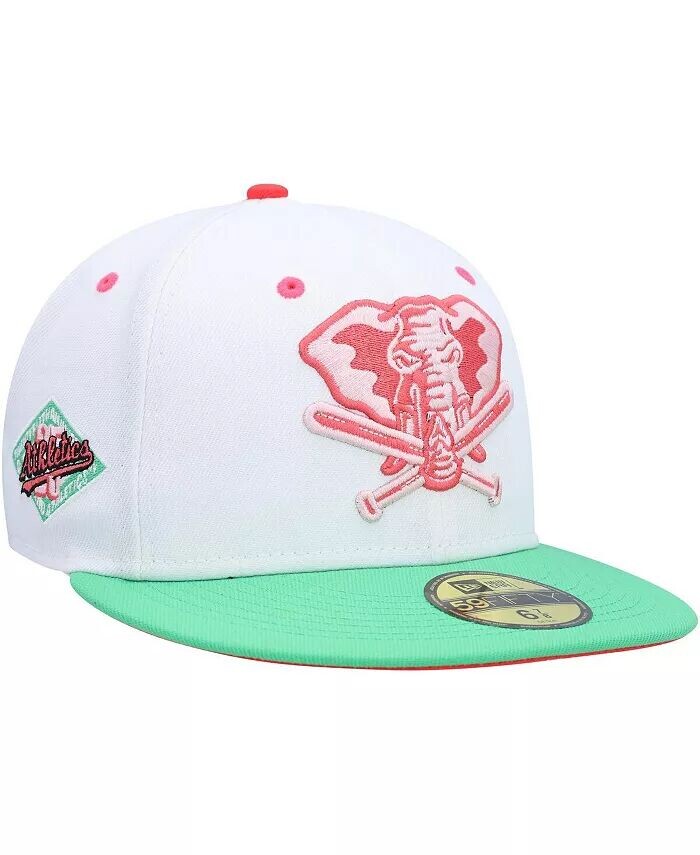 

Мужская бело-зеленая облегающая шляпа Oakland Athletics с альтернативным логотипом Watermelon Lolli 59Fifty New Era