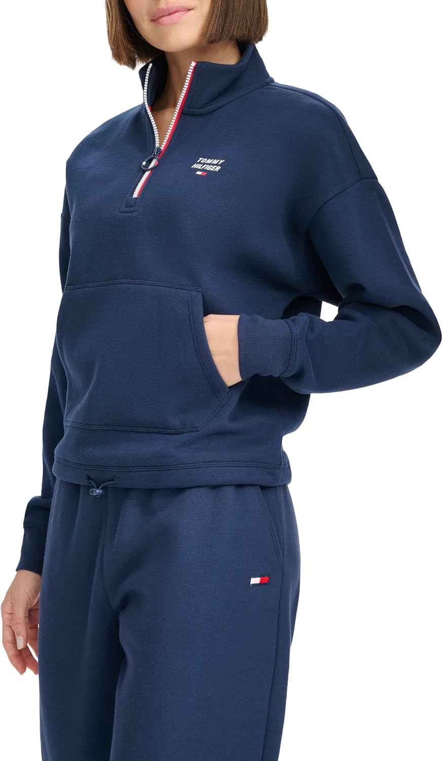 Женская флисовая толстовка Tommy Hilfiger с застежкой-молнией Quarter Zip, Navy — фото 3