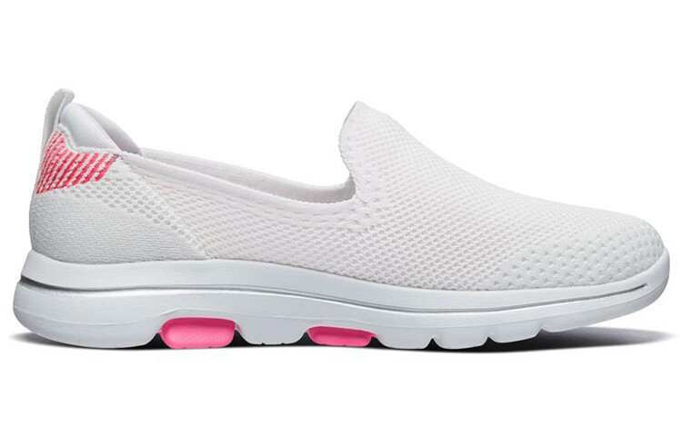 Слипоны Go Walk 5 женские с низким верхом, белые/розовые Skechers — фото 2