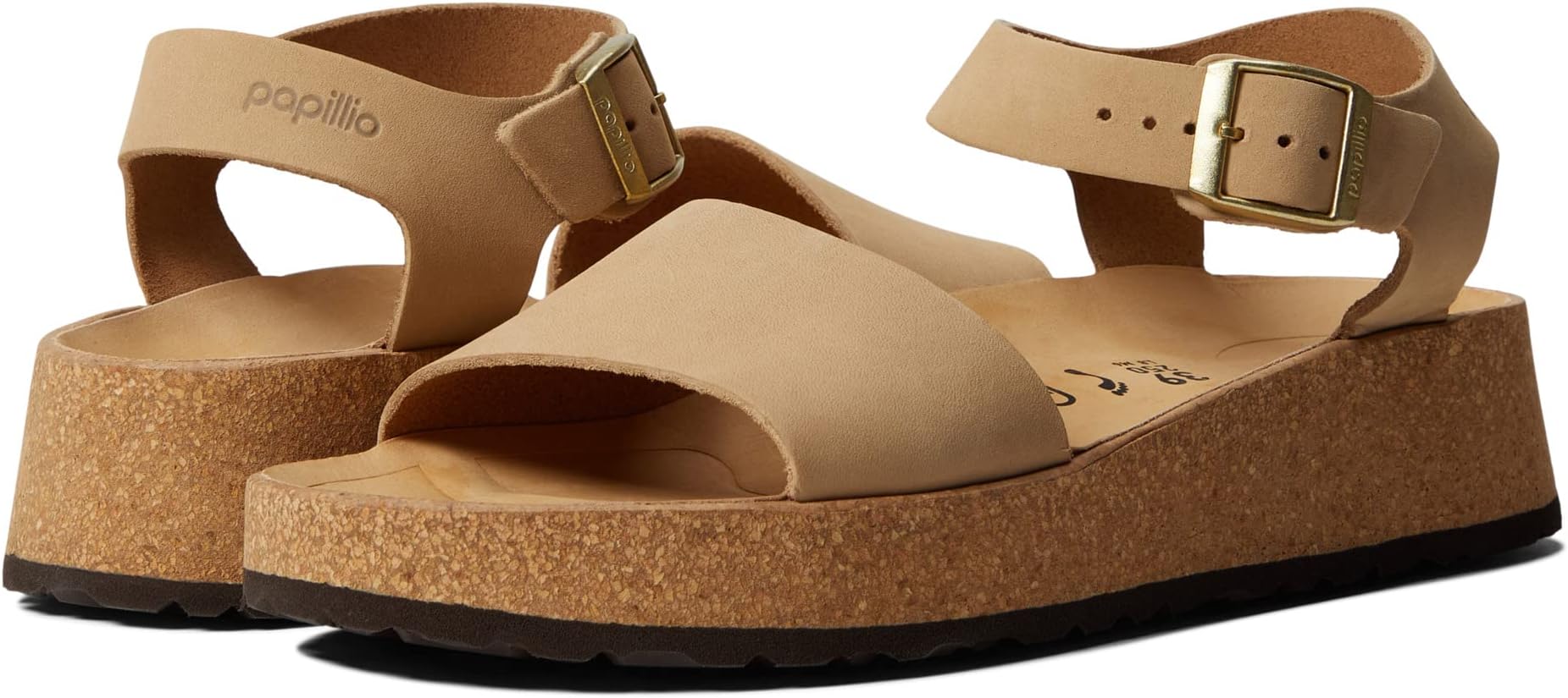 

Сандалии на плоской подошве Papillio by Birkenstock Glenda Platform Sandal Birkenstock, цвет Sandcastle Nubuck