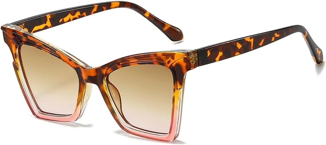 

Женские солнцезащитные очки «кошачий глаз» с градиентным переходом цвета, роскошные очки для вечеринок, модные ретро-очки для вождения, защита от УФ-излучения UV400 UATXTAU, Leopard Pink