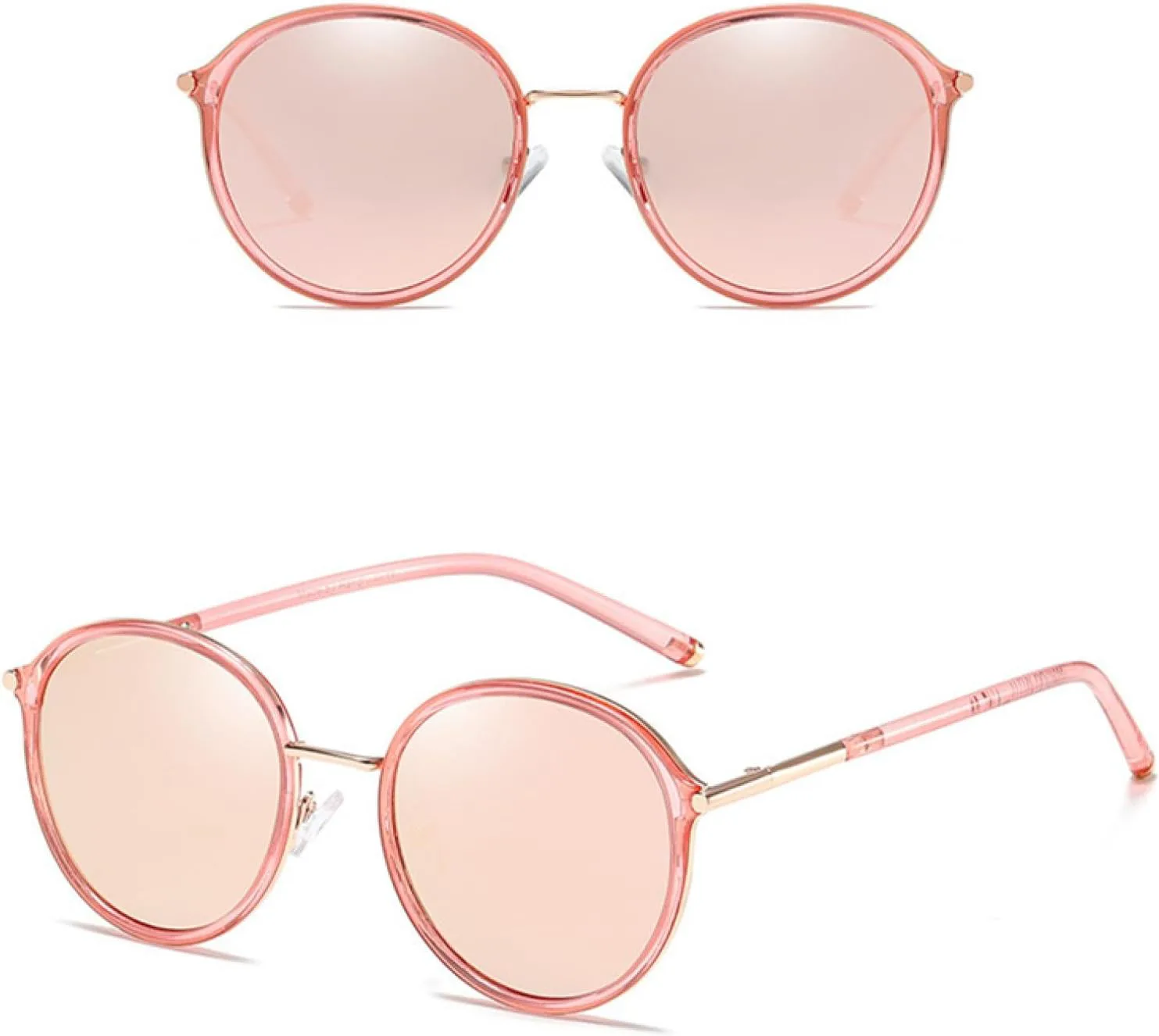 

Роскошные круглые солнцезащитные очки в металлической оправе для женщин, классические черные солнцезащитные очки с защитой от УФ-излучения UV400 TKKTLLT, Pink Pink