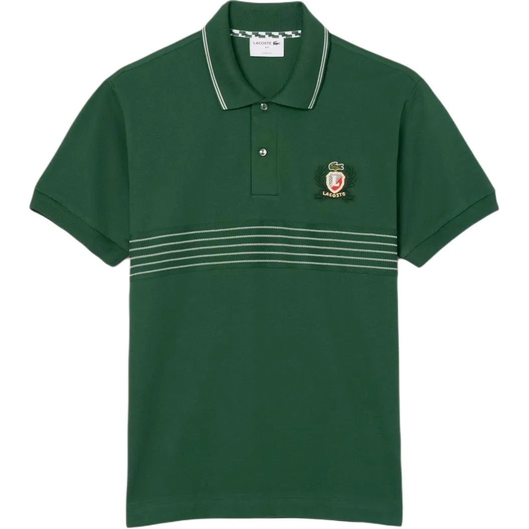 Поло Lacoste Classic Fit L.12.12 с вышитым крокодилом кремово-белый — фото 3