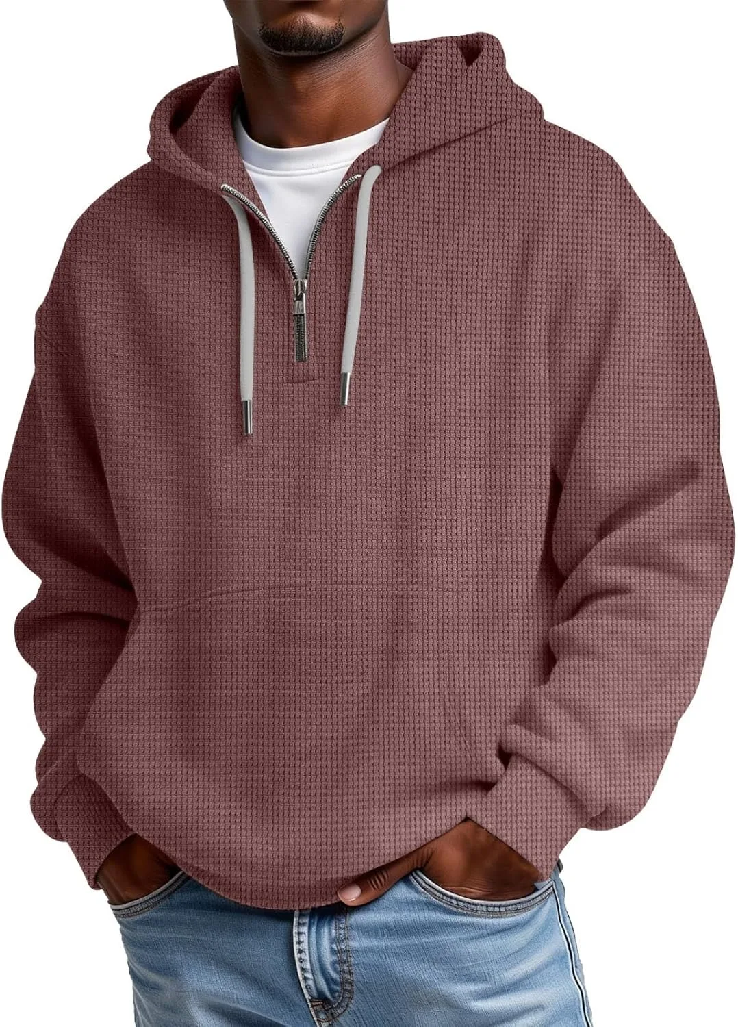 

Мужская худи на четверть молнии Plus Size с длинным рукавом