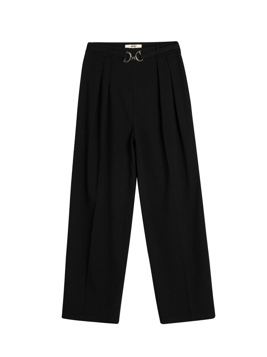 

Брюки со складками спереди Koton Wide leg Pleat-Front Pants, черный