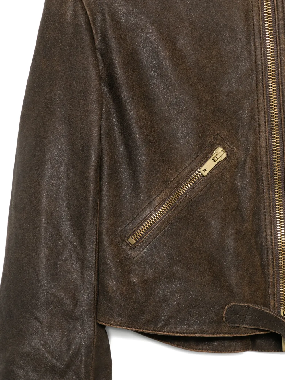 Кожаная куртка на молнии Golden Goose, коричневый — фото 3