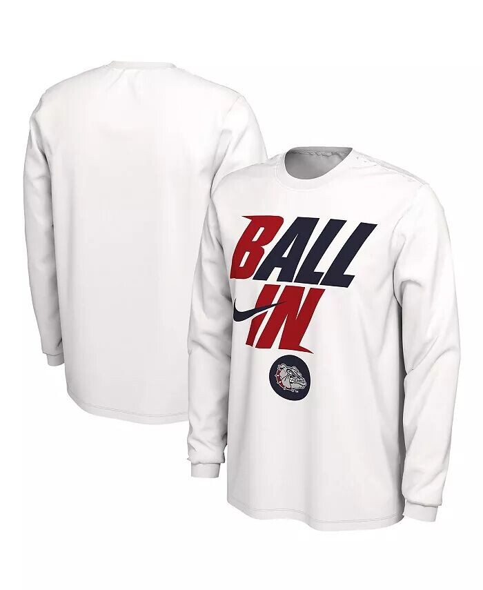 

Мужская белая футболка Gonzaga Bulldogs Ball In Bench с длинным рукавом Nike
