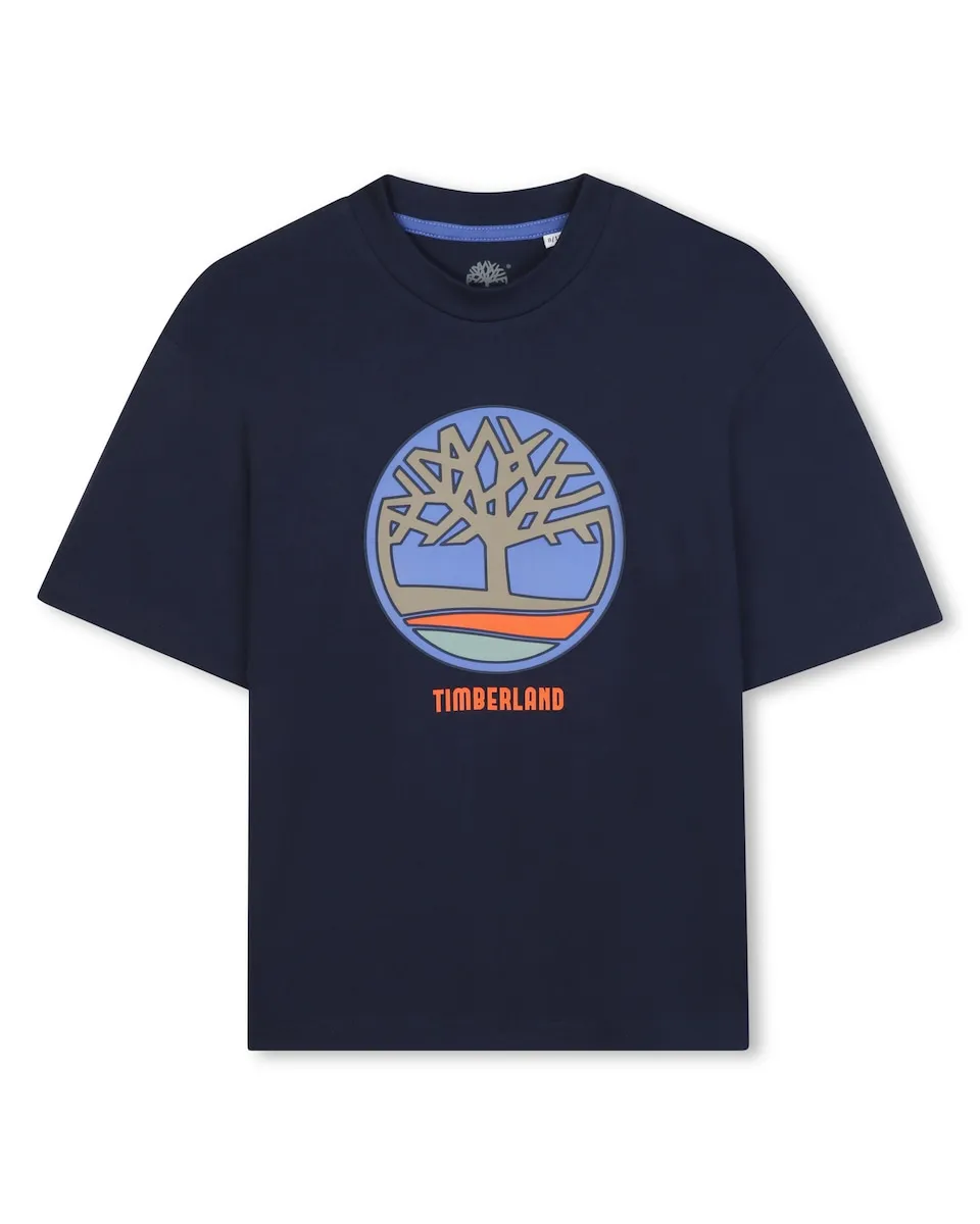 

Детская хлопковая футболка Timberland, темно-синий