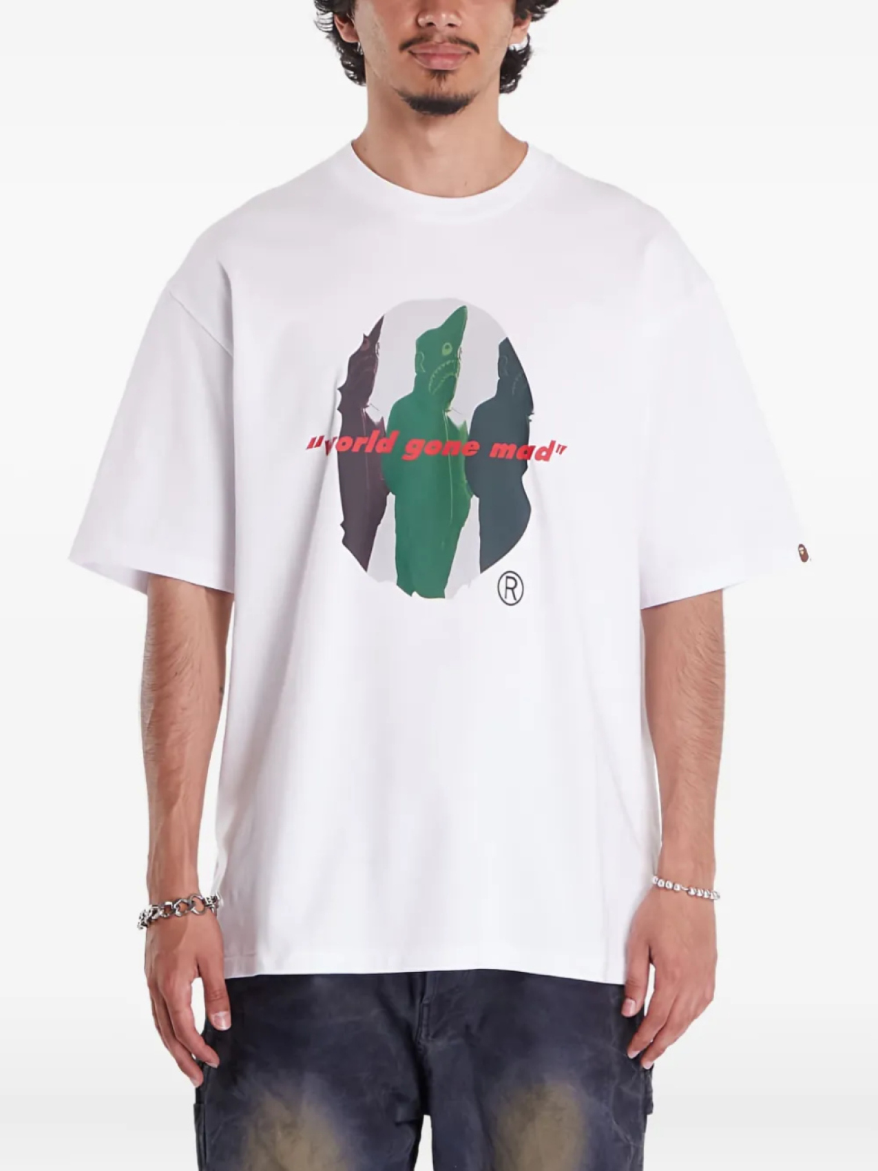 

Футболка с изображением акул BATHING APE A Bathing Ape, белый