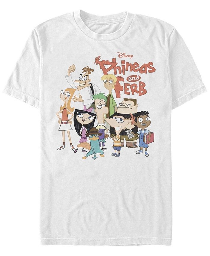 

Мужская футболка с коротким рукавом Phineas and Ferb The Group Fifth Sun, белый