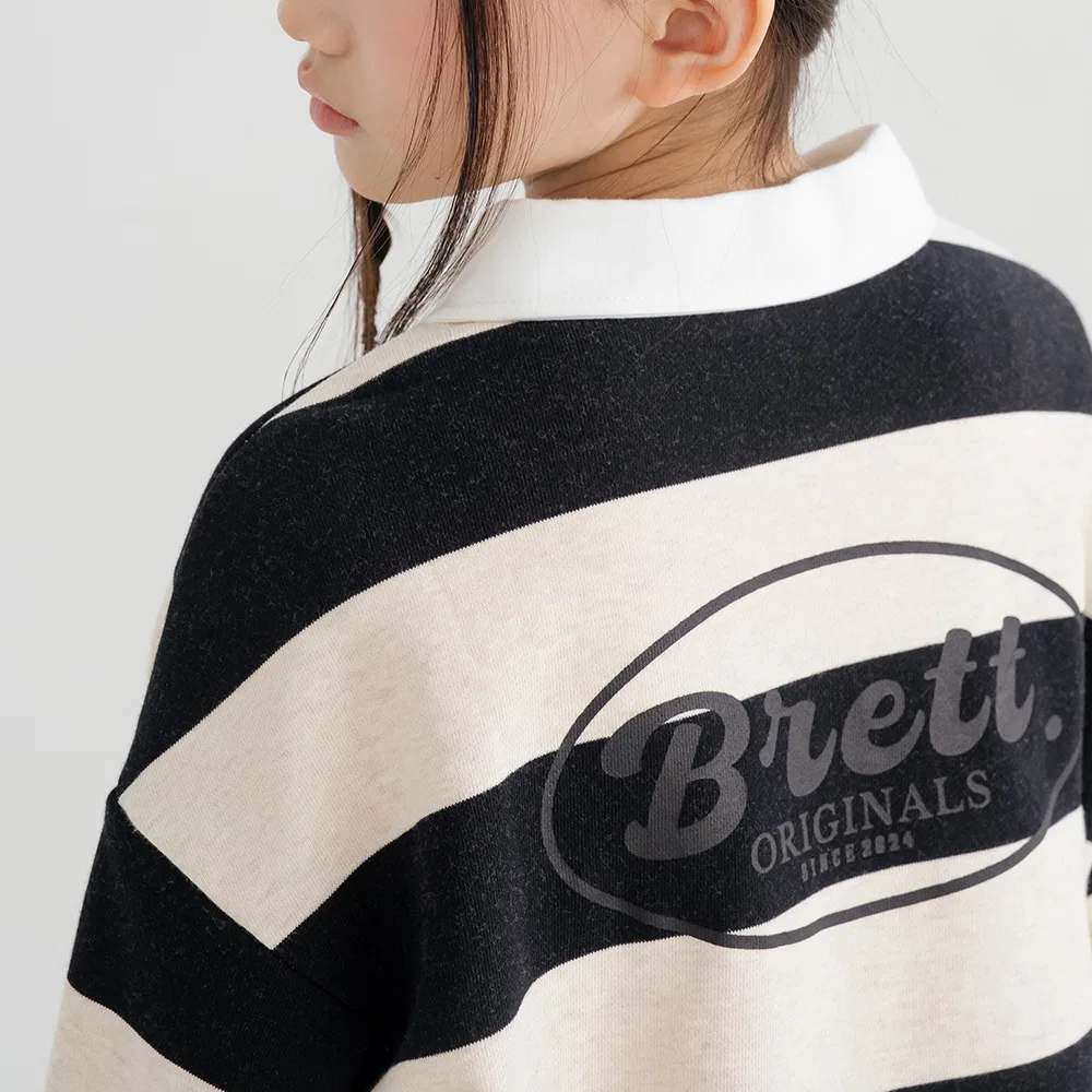 Детская футболка-поло Box Stripe Semi-Crop, чёрная, от Brettailor — фото 2