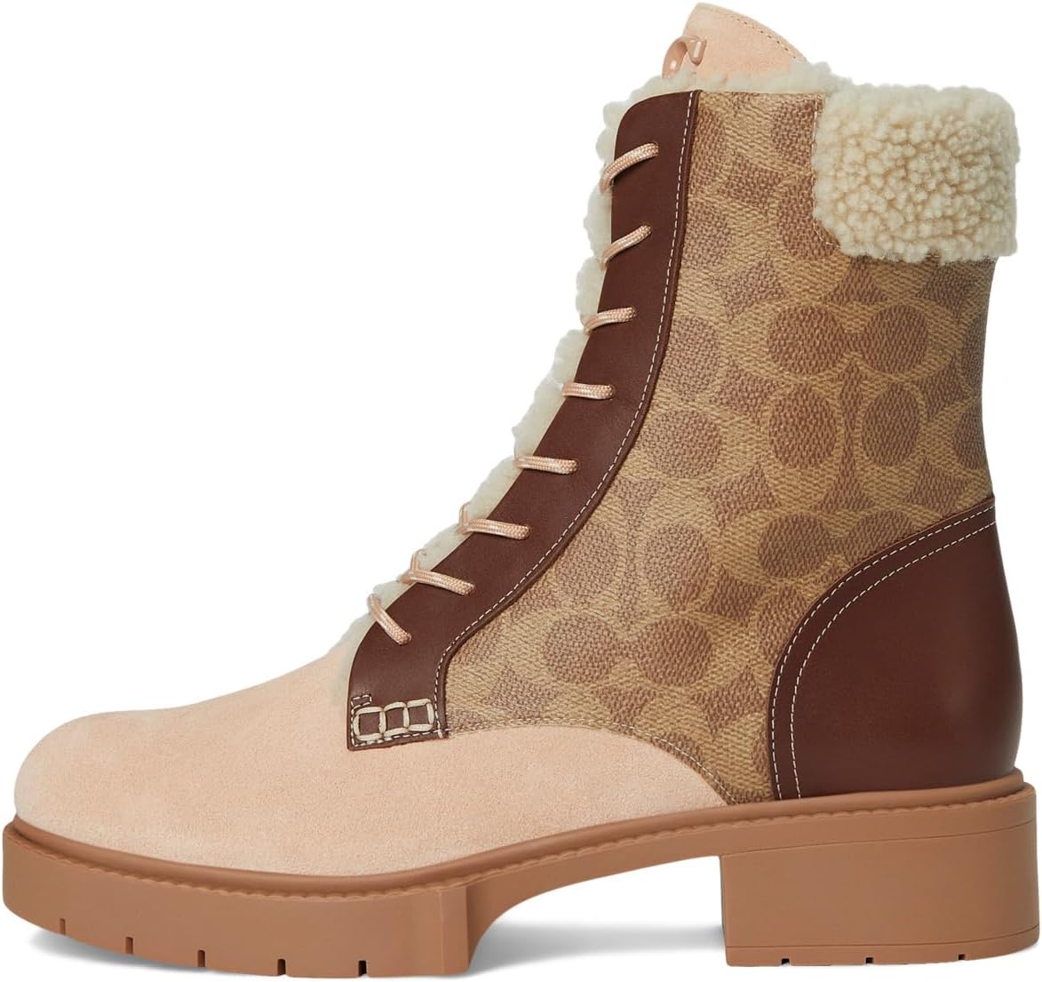 Ботинки COACH Leighton Signature Shearling Bootie, цвет Tan/Pale Blush — фото 4