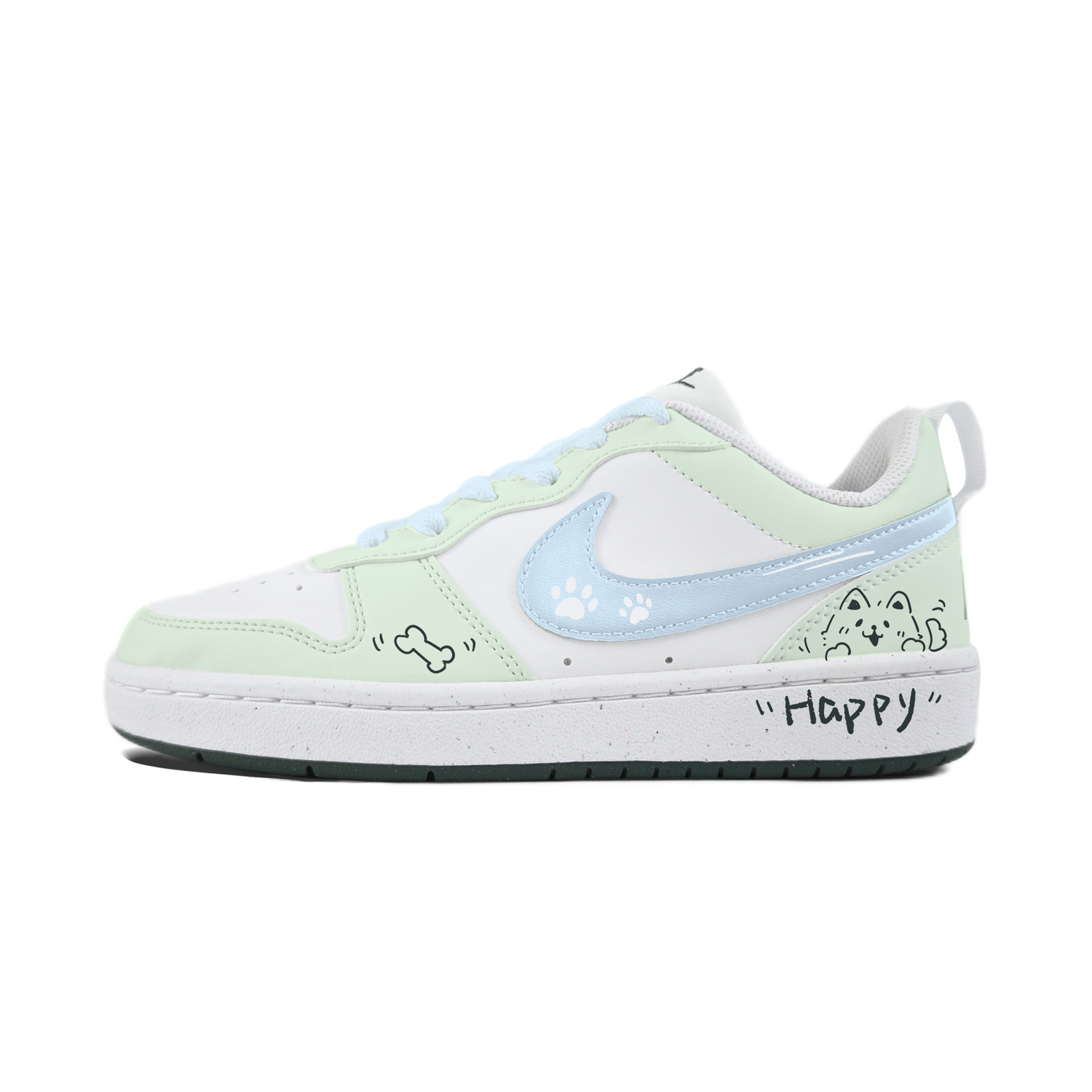 

Nike Детские кроссовки для скейтбординга Court Borough Blue Green Sam с противоскользящим покрытием, износостойкие, низкие, для подростков