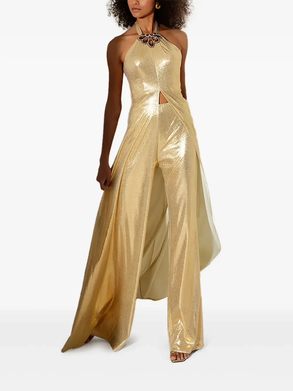 

Декорированный топ с вырезом халтер Allure, золотой