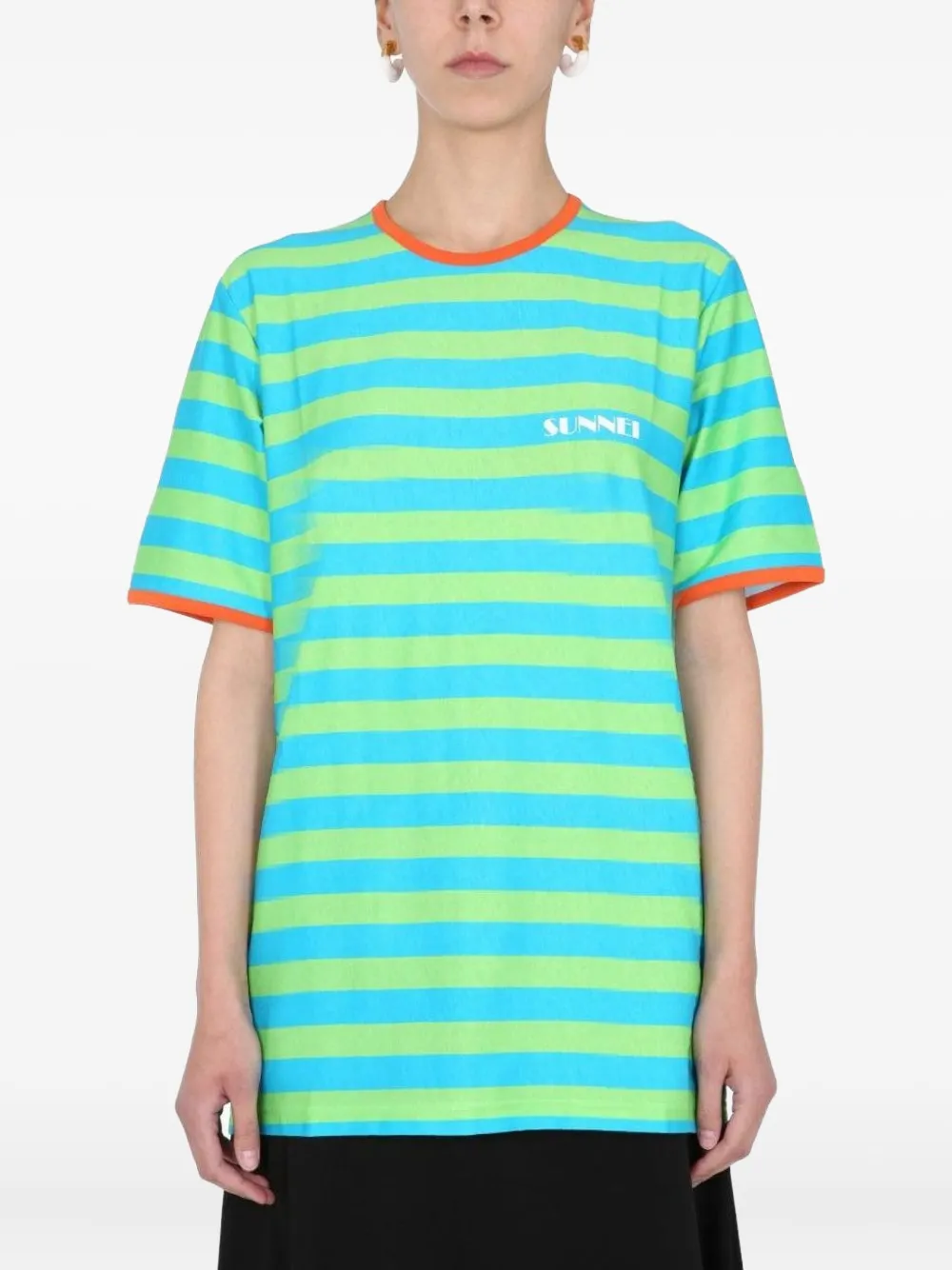 

Футболка в полоску с круглым вырезом X Biffi Sunnei, синий