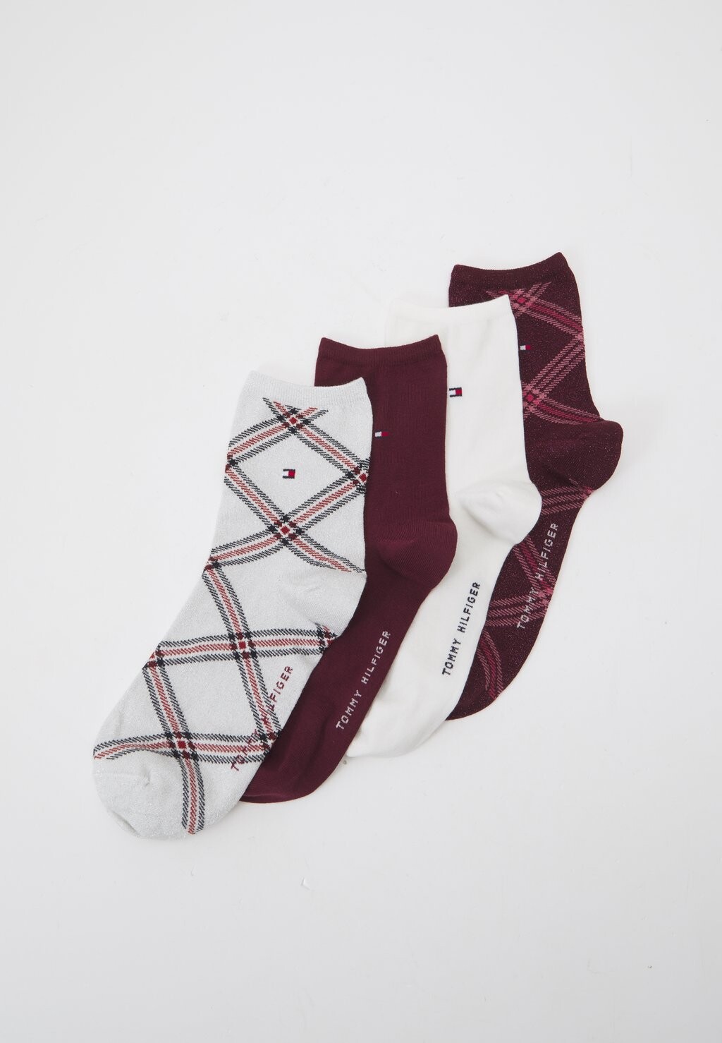 

Носки WOMEN SHORT PLAID 4 PACK Tommy Hilfiger, светло-красный