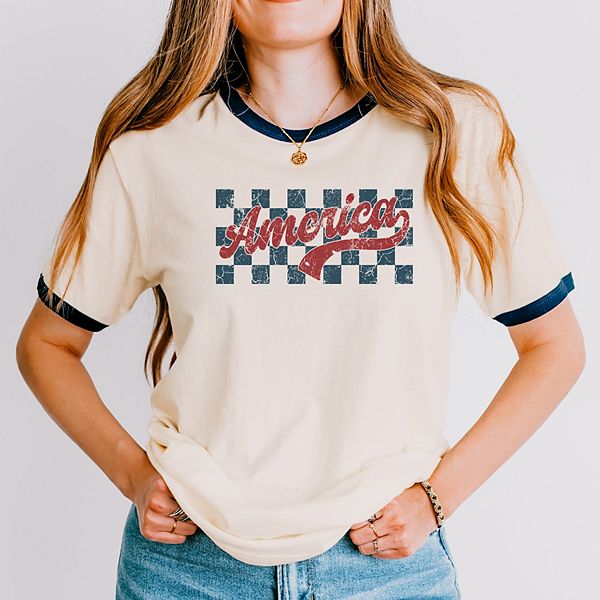 

Футболка в клетку America Retro для женщин Simply Sage Market, Vintage Navy