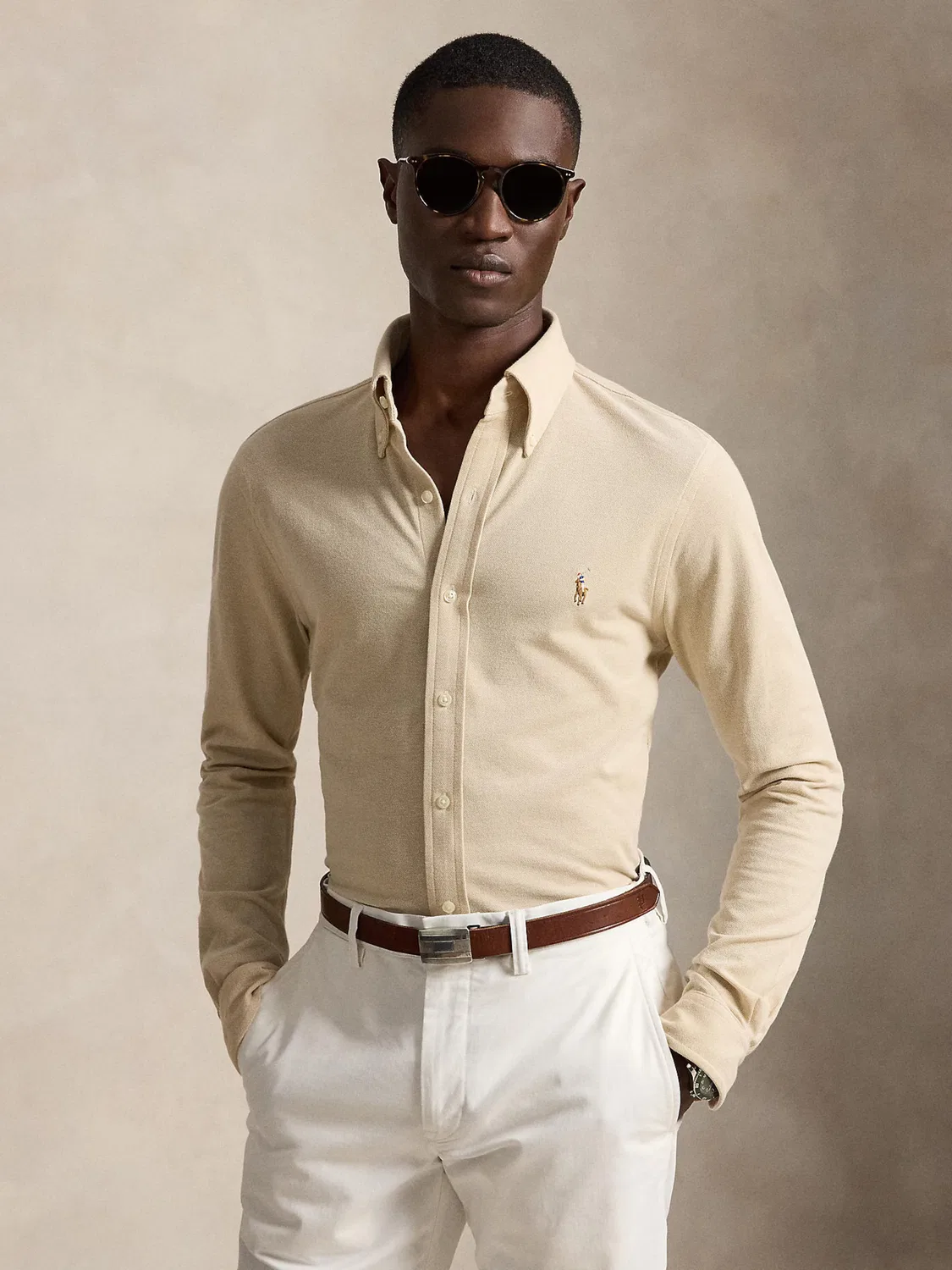Рубашка приталенного кроя на пуговицах Polo Ralph Lauren, Beige — фото 3