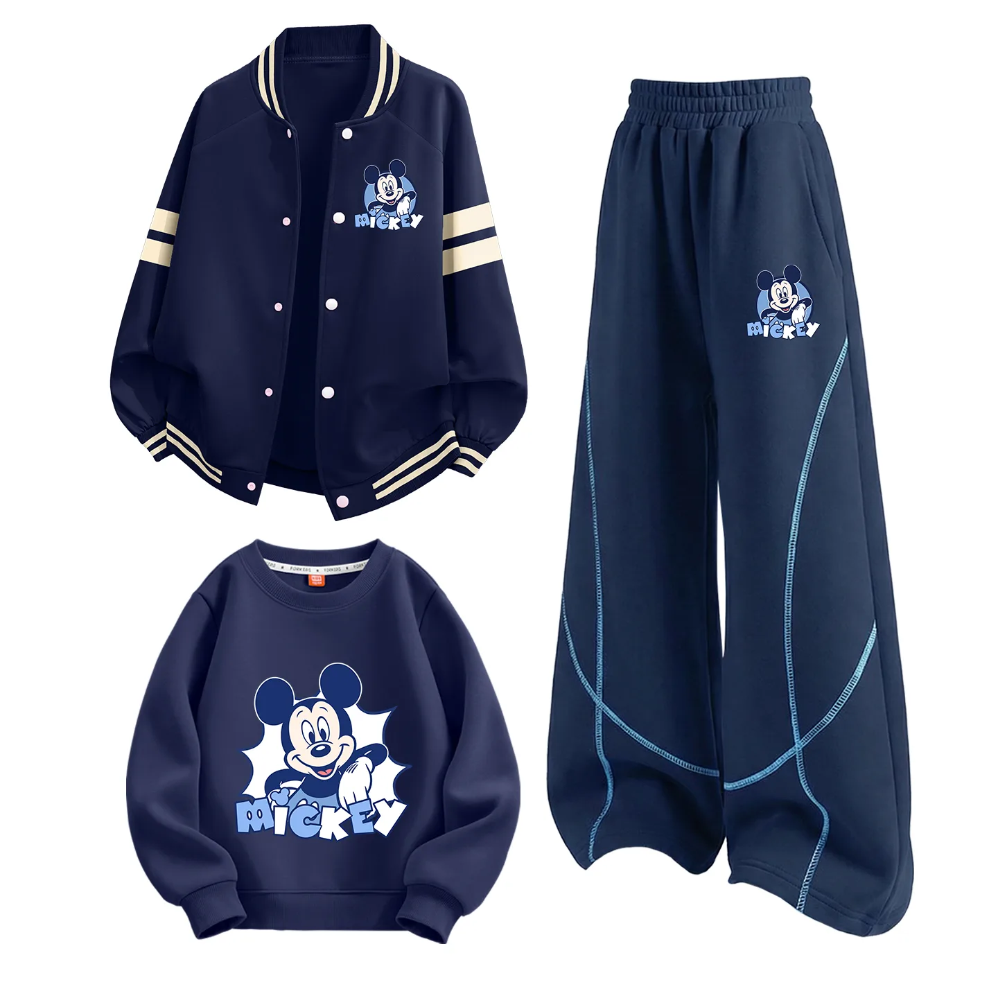 Детская повседневная спортивная футболка с круглым вырезом Disney, Di Puqiang K Navy Blue+Di Puqiang K Navy Blue+Di Puqiang Navy Blue