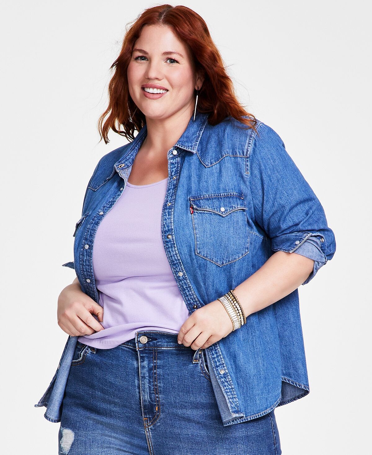 

Модная рубашка из хлопка в стиле вестерн больших размеров Levi's