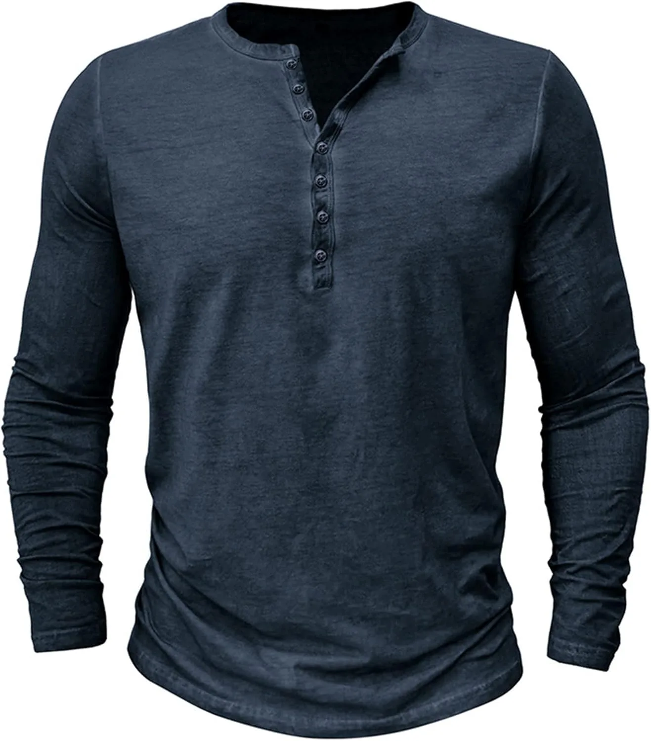 Футболка Basic Tees для мужчин, ретро, с длинным рукавом, Henley, Slim Fit, Plus Size — фото 3