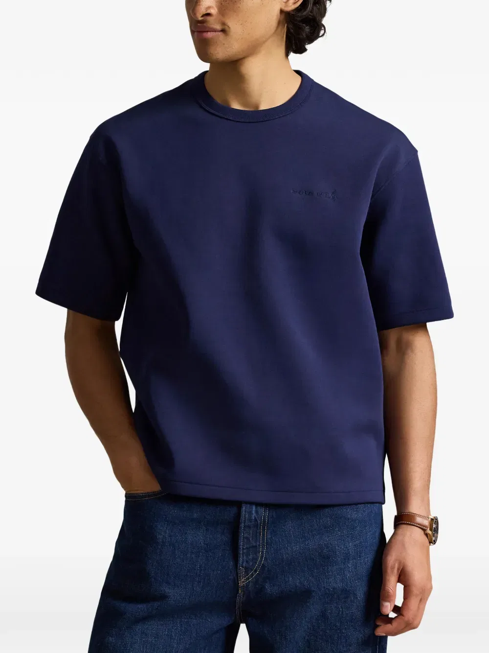 Футболка свободного кроя с вышивкой Polo Ralph Lauren, синий — фото 3