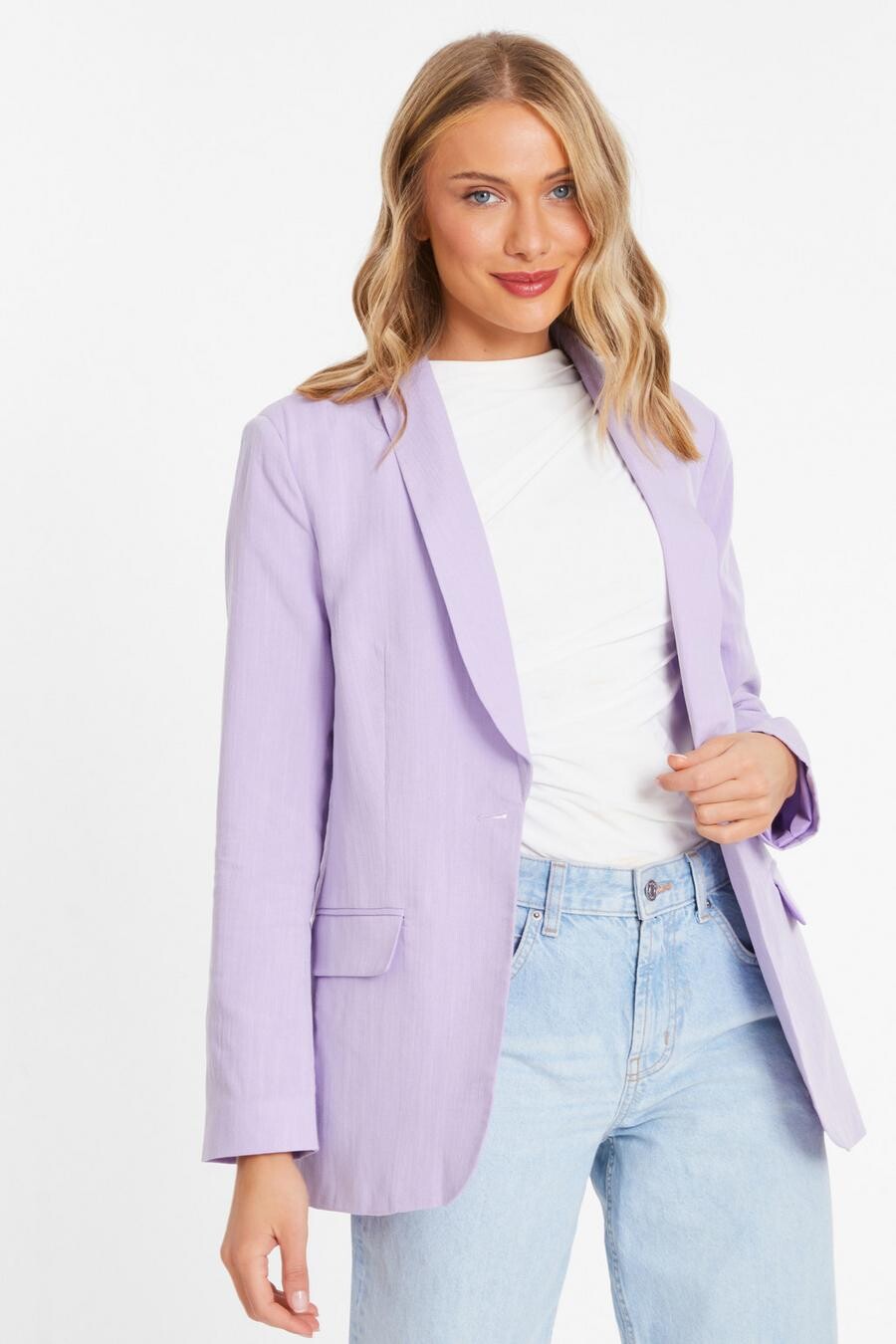 

Льняной блейзер сиреневого цвета QUIZ Clothing