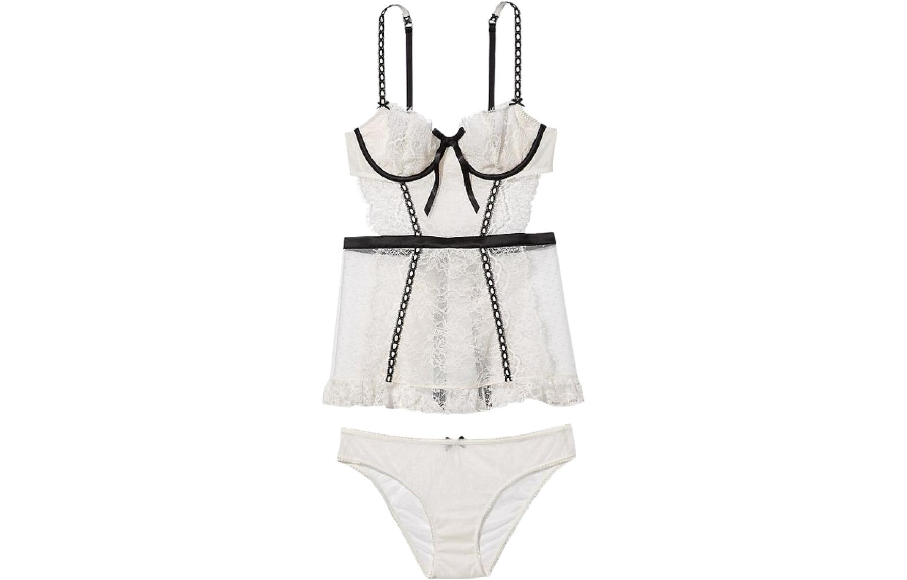 

Пижамный комплект женский черно-белый Victoria's Secret