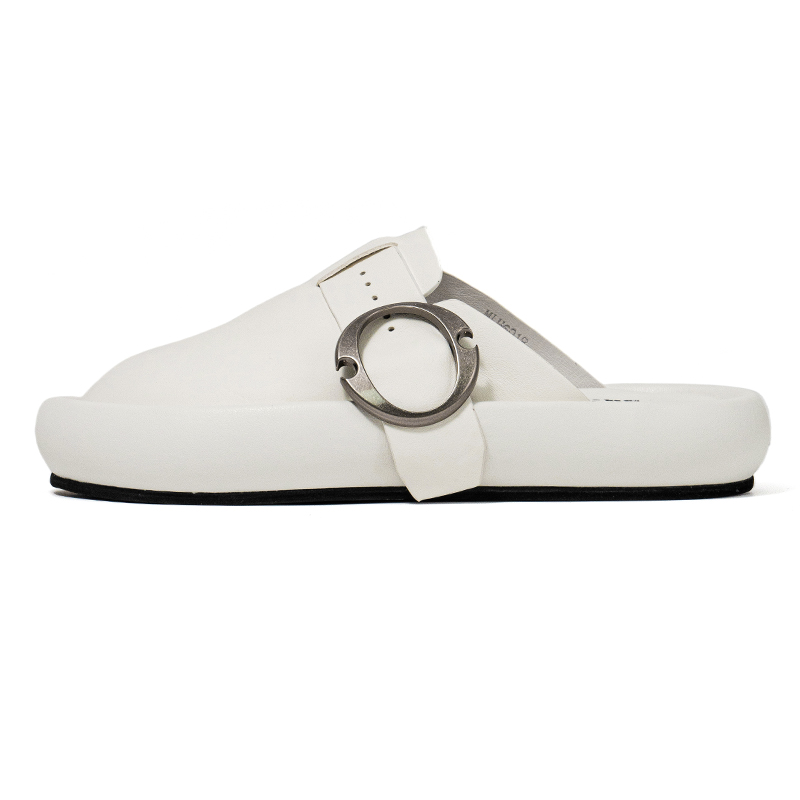 

LOHAN·SIR Унисекс тапочки с закрытым носком из гладкой белой кожи, цвет Smooth Finish White Leather