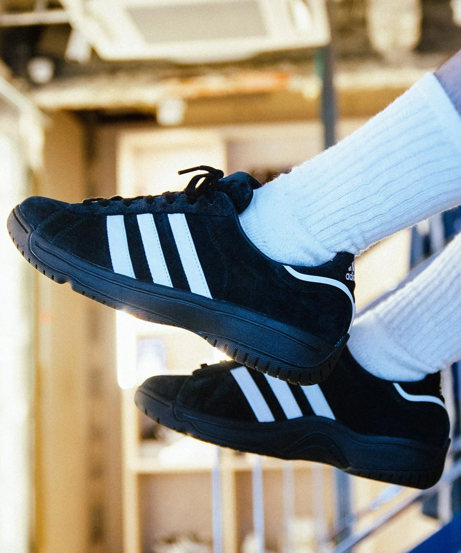 Кроссовки из кожи и замши CAMPUS SUPREME SOLE atmos adidas чёрные
